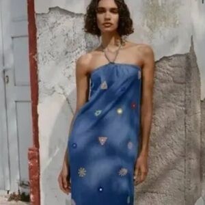 Zara Blue dress with Colorful Embroidery